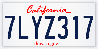 CA license plate 7LYZ317