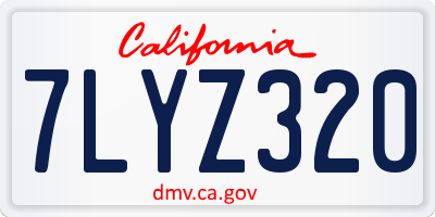 CA license plate 7LYZ320