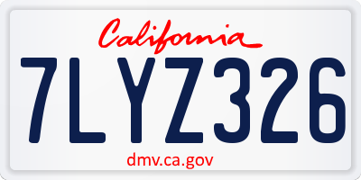 CA license plate 7LYZ326