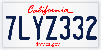 CA license plate 7LYZ332