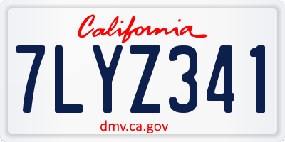 CA license plate 7LYZ341