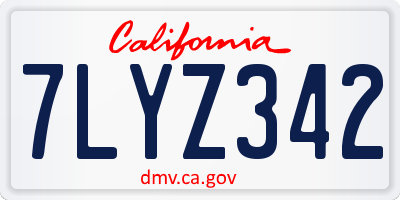 CA license plate 7LYZ342