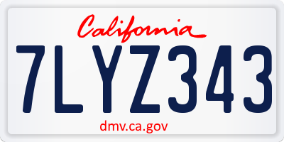 CA license plate 7LYZ343