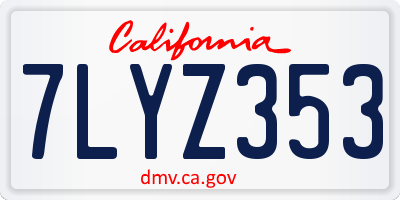 CA license plate 7LYZ353