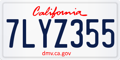 CA license plate 7LYZ355