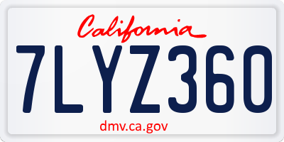 CA license plate 7LYZ360