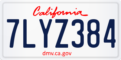 CA license plate 7LYZ384