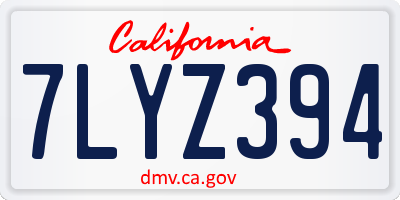 CA license plate 7LYZ394