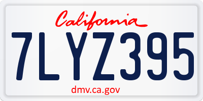 CA license plate 7LYZ395