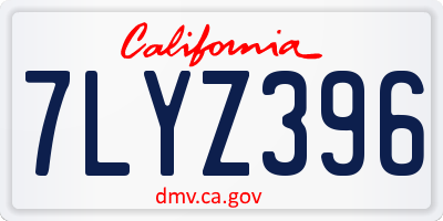 CA license plate 7LYZ396
