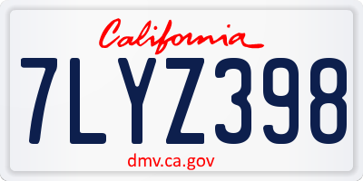 CA license plate 7LYZ398