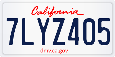 CA license plate 7LYZ405