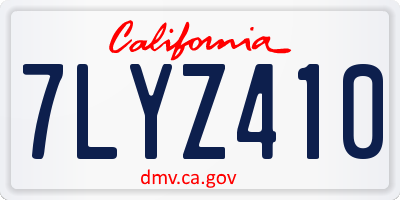 CA license plate 7LYZ410