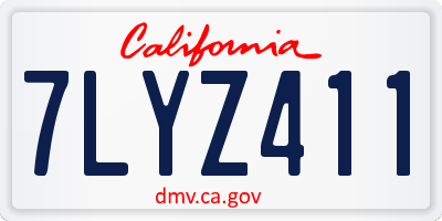 CA license plate 7LYZ411