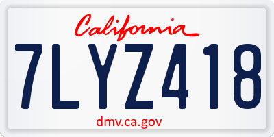 CA license plate 7LYZ418