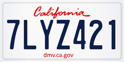 CA license plate 7LYZ421