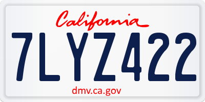 CA license plate 7LYZ422