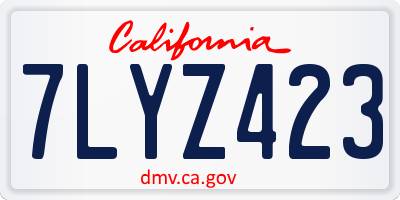 CA license plate 7LYZ423