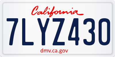 CA license plate 7LYZ430
