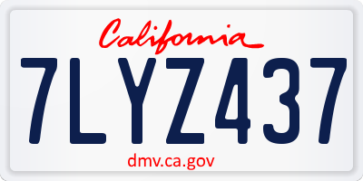 CA license plate 7LYZ437