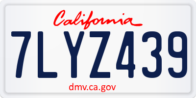 CA license plate 7LYZ439