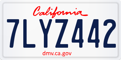 CA license plate 7LYZ442