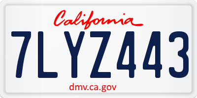 CA license plate 7LYZ443