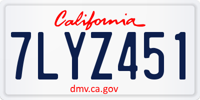 CA license plate 7LYZ451