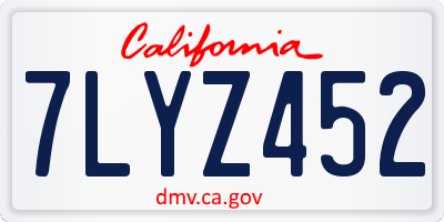 CA license plate 7LYZ452