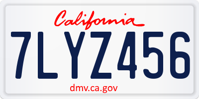CA license plate 7LYZ456