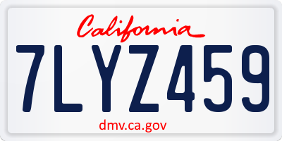 CA license plate 7LYZ459