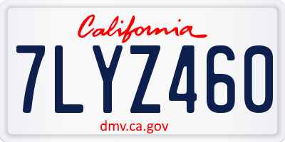 CA license plate 7LYZ460