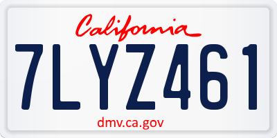 CA license plate 7LYZ461