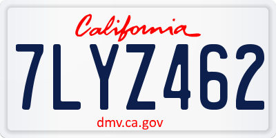 CA license plate 7LYZ462