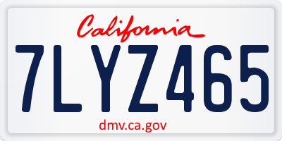CA license plate 7LYZ465