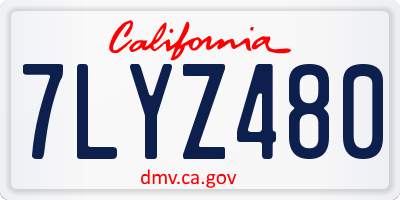 CA license plate 7LYZ480