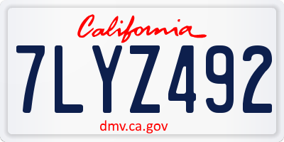 CA license plate 7LYZ492