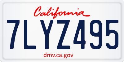 CA license plate 7LYZ495