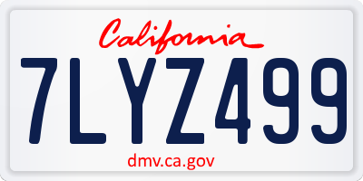 CA license plate 7LYZ499