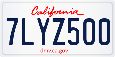 CA license plate 7LYZ500