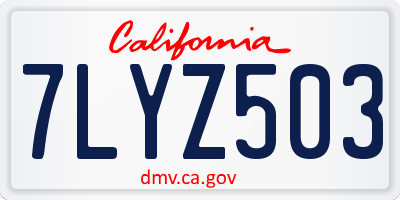 CA license plate 7LYZ503