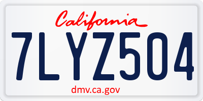 CA license plate 7LYZ504