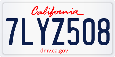 CA license plate 7LYZ508