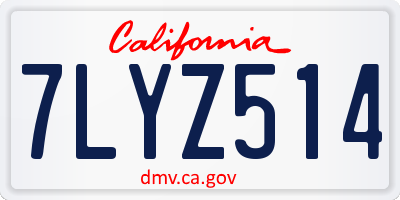 CA license plate 7LYZ514