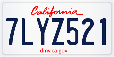 CA license plate 7LYZ521