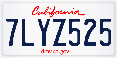 CA license plate 7LYZ525