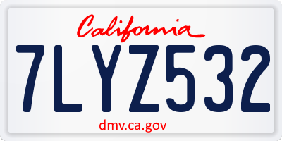 CA license plate 7LYZ532