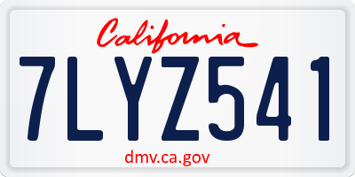 CA license plate 7LYZ541