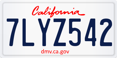 CA license plate 7LYZ542