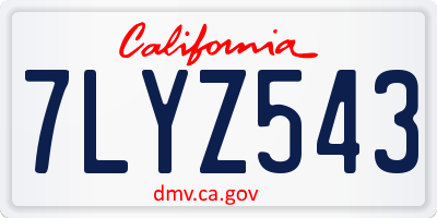 CA license plate 7LYZ543